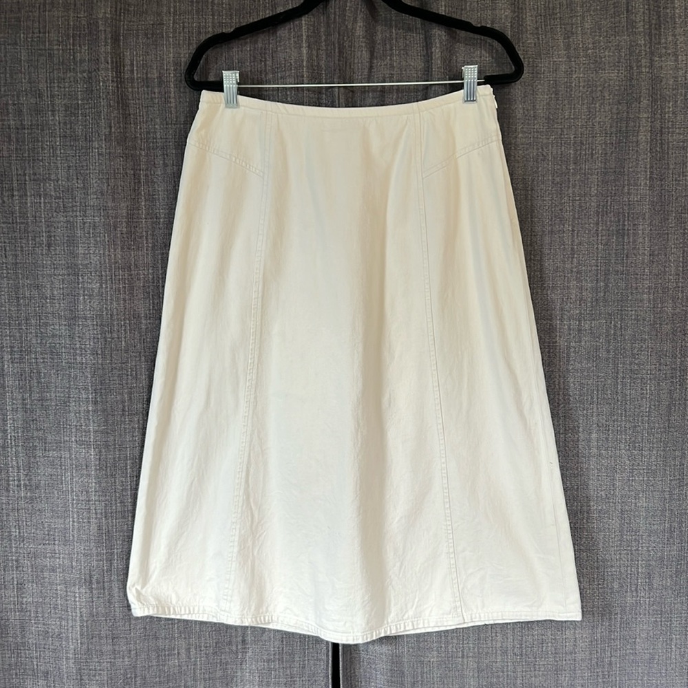 Orvis cream cotton a-line midi length skirt size 10